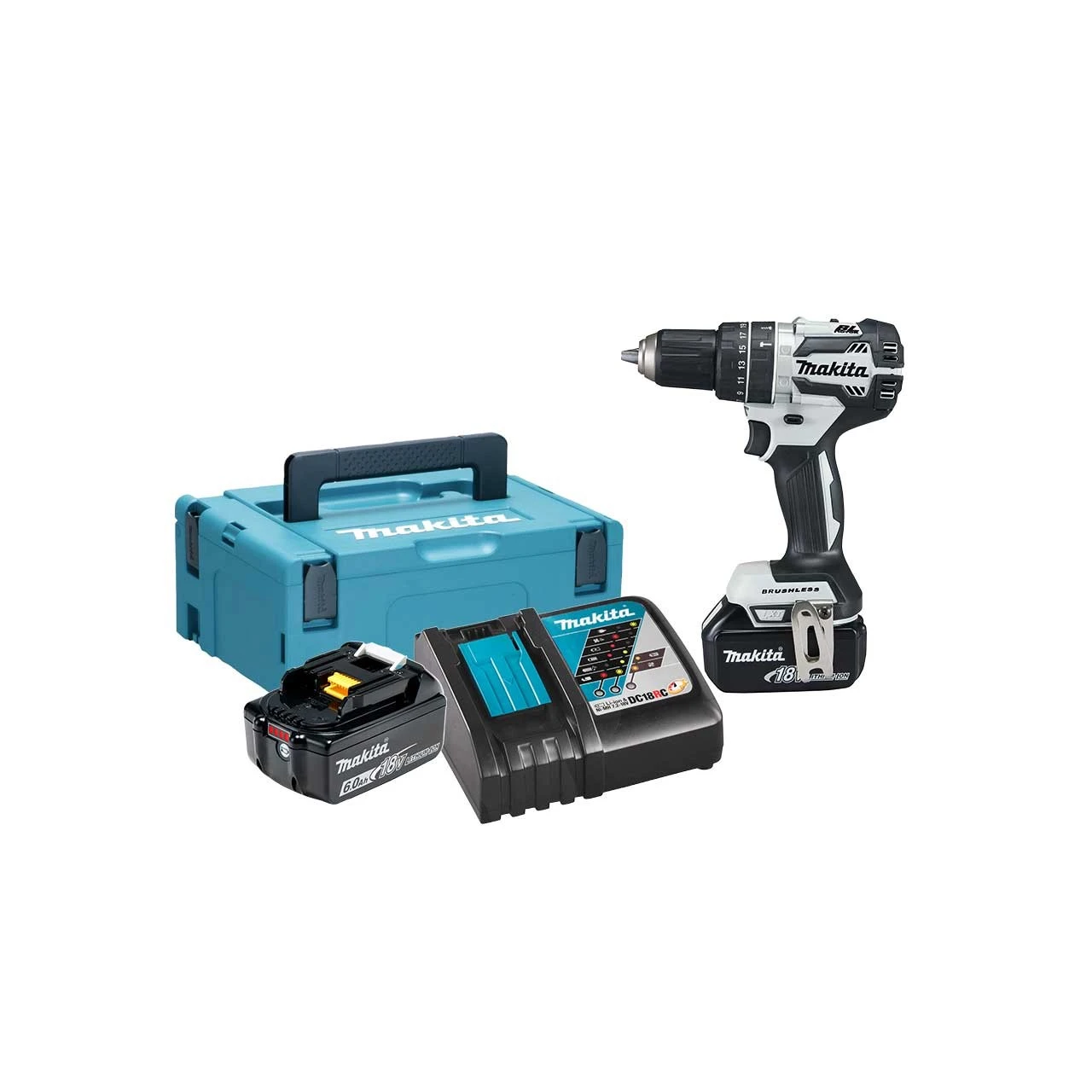 MAKITA Akku-Schlagbohrschrauber DHP484RGJW 18V / 6,0 Ah, 2 Akkus + Ladegerät Im MAKPAC 1 MAKITA Akku-Schlagbohrschrauber DHP484RGJW 18V / 6,0 Ah, 2 Akkus + Ladegerät Im MAKPAC