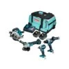 MAKITA Akku-Kombo-Kit 18V (DDF486+DTD153+DHS660+DGA504) / 5,0 Ah, 2 Akkus + Ladegerät In Transportta
