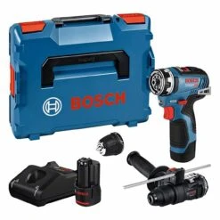 BOSCH Akku-Bohrschrauber GSR 12V-35 FC + 2 X Akku 3,0 Ah GFA 12-H In L-BOXX