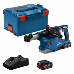 BOSCH Akku-Bohrhammer GBH 18V-22 In L-BOXX, 2x Li-Ionen Akku 4,0 Ah, Schnellladegerät, GDE 18V-12
